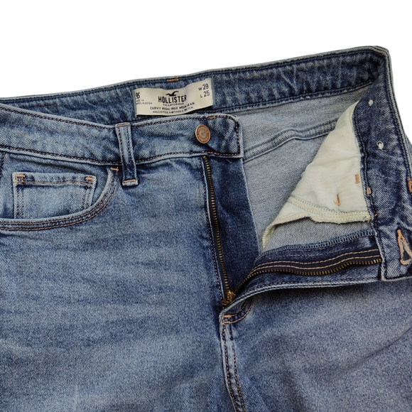 Hollister Curvy High Rise Mom Jeans Cropped Stretch Medium Wash 28x26 Measured - Picture 4 of 12